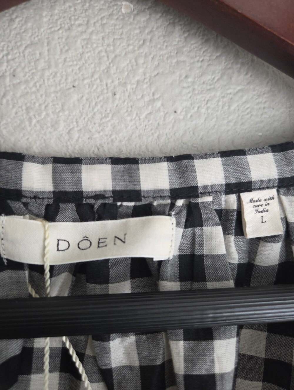 Doen June Top in Noir Greta Gingham size L NWT - Picture 6 of 11